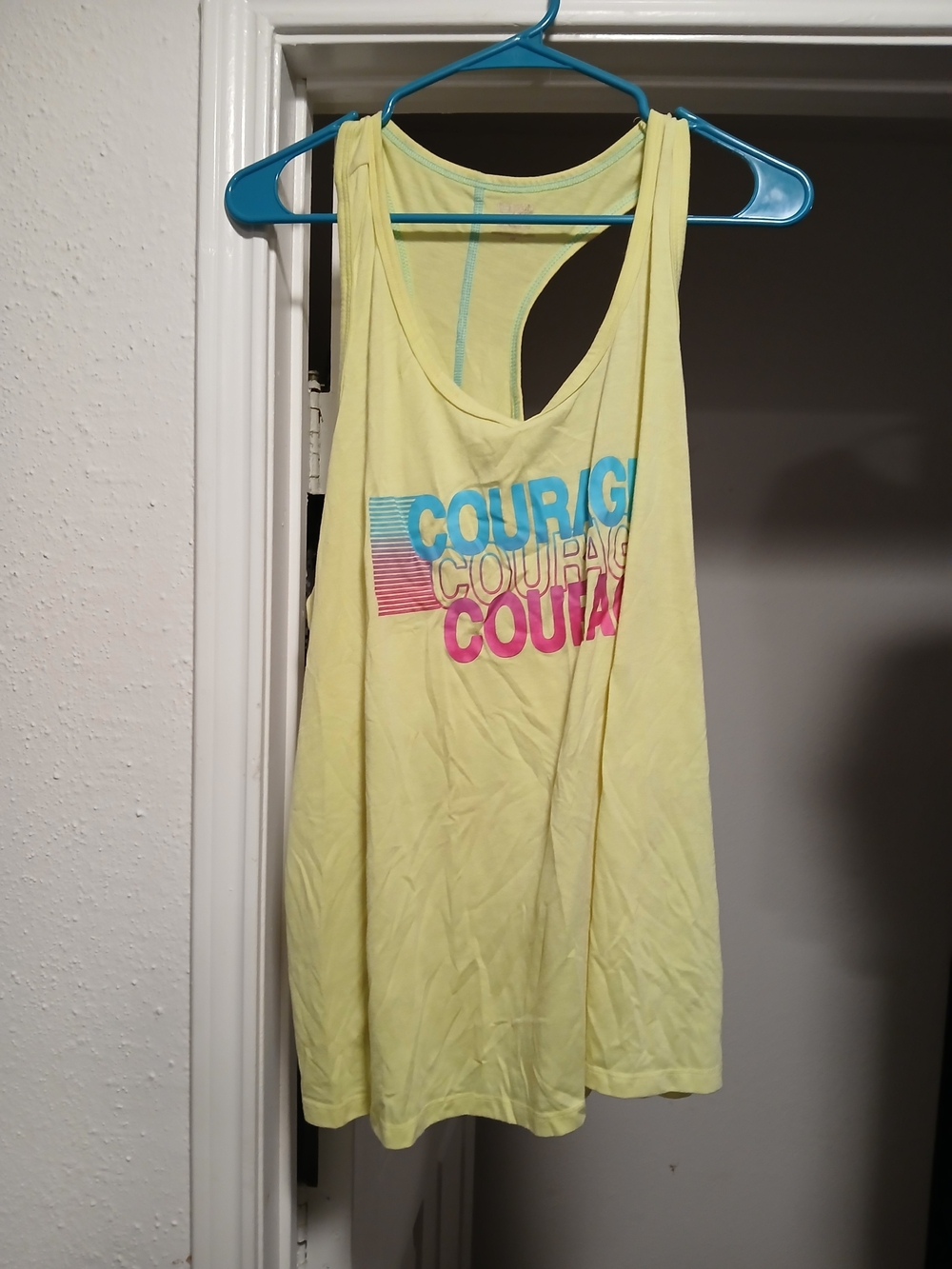 Danskin Now Vintage Like New Yellow Graphic Racerback Tank